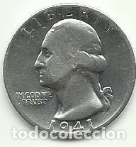 Monedas antiguas de Am&eacute;rica: ESTADOS UNIDOS EE.UU. - 1/4 DOLLAR - WASHINGTON 1941 - PLATA 0.900 - LINDA - FOTOS