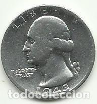 Monedas antiguas de Am&eacute;rica: ESTADOS UNIDOS EE.UU. - 1/4 DOLLAR - WASHINGTON 1943 - PLATA 0.900 - LINDA - FOTOS