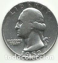 Monedas antiguas de Am&eacute;rica: ESTADOS UNIDOS EE.UU. - 1/4 DOLLAR - WASHINGTON 1952 - PLATA 0.900 - LINDA - FOTOS