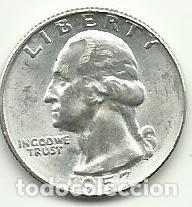 Monedas antiguas de Am&eacute;rica: ESTADOS UNIDOS EE.UU. - 1/4 DOLLAR - WASHINGTON 1957 - PLATA 0.900 - LINDA - FOTOS