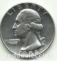 Monedas antiguas de Am&eacute;rica: ESTADOS UNIDOS EE.UU. - 1/4 DOLLAR - WASHINGTON 1958 - PLATA 0.900 - LINDA - FOTOS
