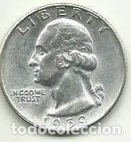 Monedas antiguas de Am&eacute;rica: ESTADOS UNIDOS EE.UU. - 1/4 DOLLAR - WASHINGTON 1959 - PLATA 0.900 - LINDA - FOTOS
