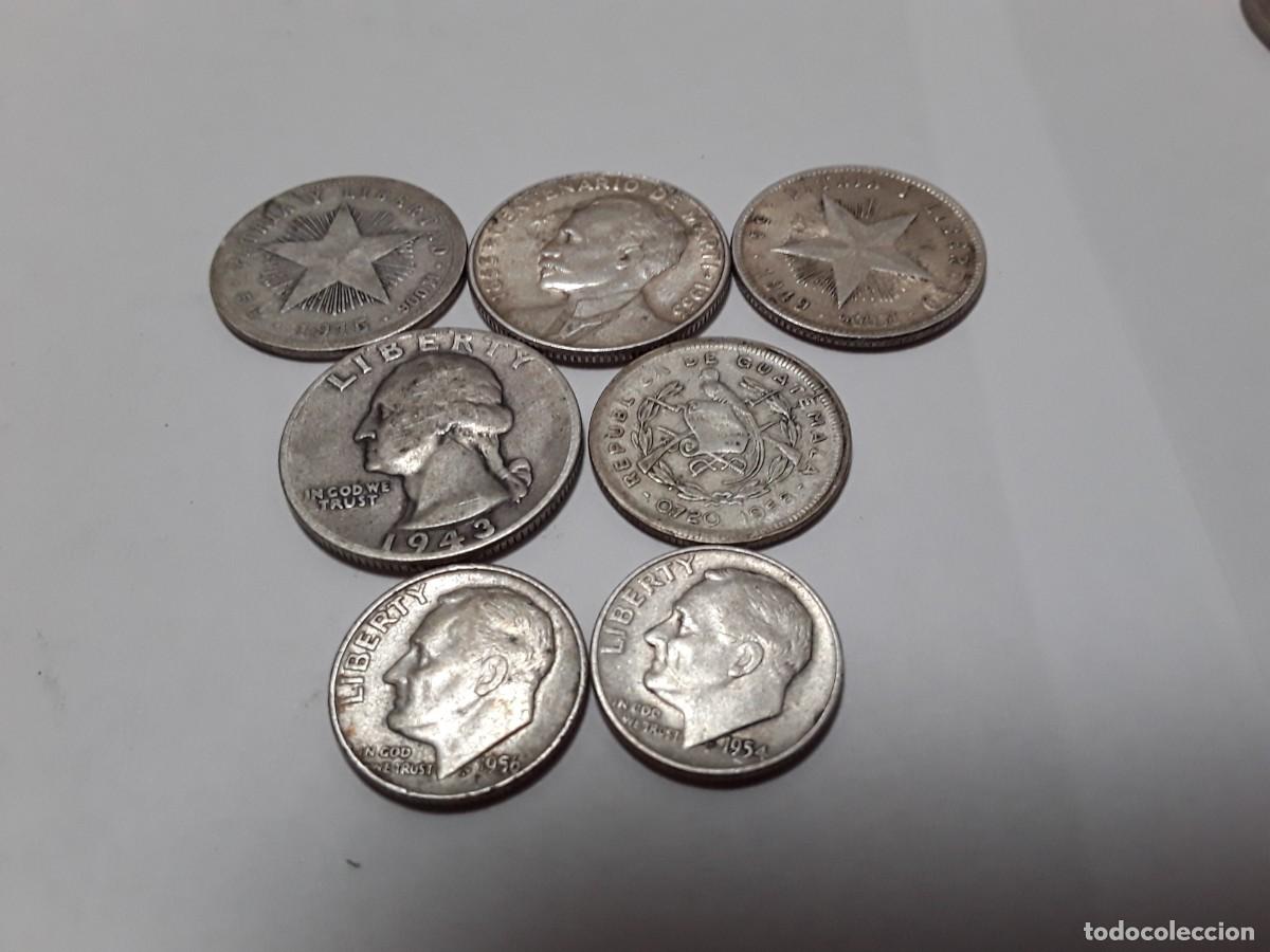 Monedas antiguas de Am&eacute;rica: ESTADOS UNIDOS / CUBA / GUATEMALA - LOTE 7 MONEDAS DE PLATA DIFERENTES.