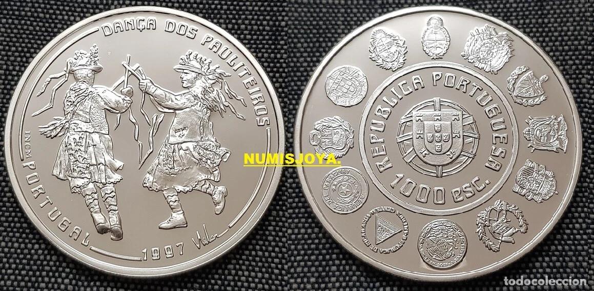 Monedas antiguas de Am&eacute;rica: PORTUGAL 1997. 1000 Escudos Plata Encuentro Dos Mundos. 3&ordf; SERIE IBEROAMERICANA. KM 704a.