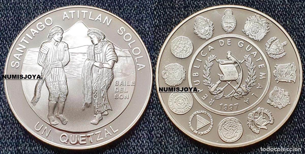 Monedas antiguas de Am&eacute;rica: GUATEMALA 1997. 1 QUETZAL PLATA PROOF 3&ordf; SERIE IBEROAMERICANA DOS MUNDOS.