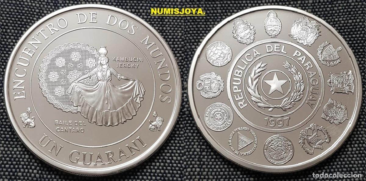 Monedas antiguas de Am&eacute;rica: PARAGUAY. 1 GUARANY PLATA PROOF a&ntilde;o 1997. 3&ordf; SERIE IBEROAMERICANA DOS MUNDOS.