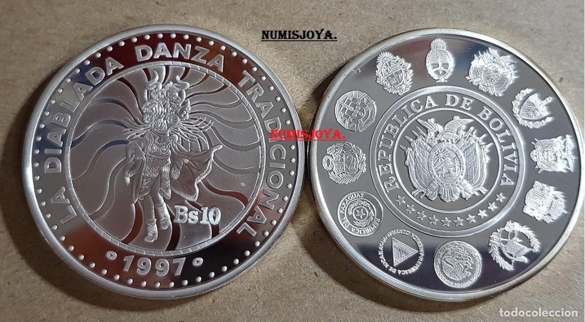 Monedas antiguas de Am&eacute;rica: BOLIVIA 1997. 5 C&oacute;rdobas Plata 3&ordf; SERIE IBEROAMERICANA DOS MUNDOS. LA DIABLADA.
