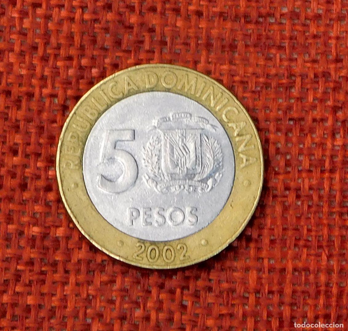Monedas antiguas de Am&eacute;rica: Republica Dominicana - A&ntilde;o 2002 - 5 Cinco pesos - Sanchez
