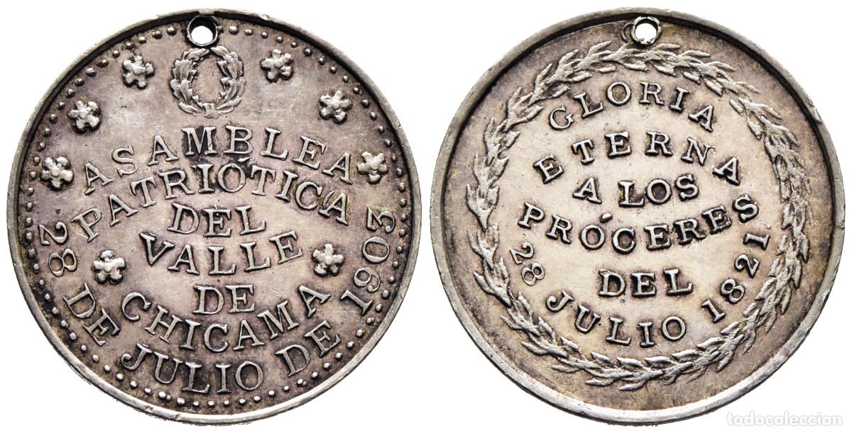 Monedas antiguas de Am&eacute;rica: *** RARA MEDALLA DE PER&Uacute;. 1903 VALLE DE CHICAMA. GLORIA ETERNA A LOS PR&Oacute;CERES 1821. PLATA ***