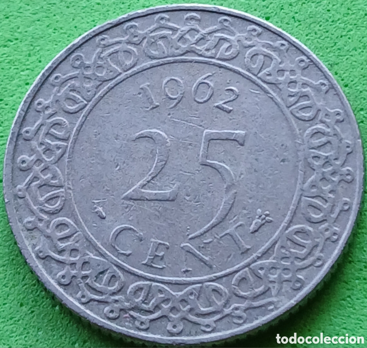 Monedas antiguas de Am&eacute;rica: Surinam 25 cent 1962 km#14 sin marca
