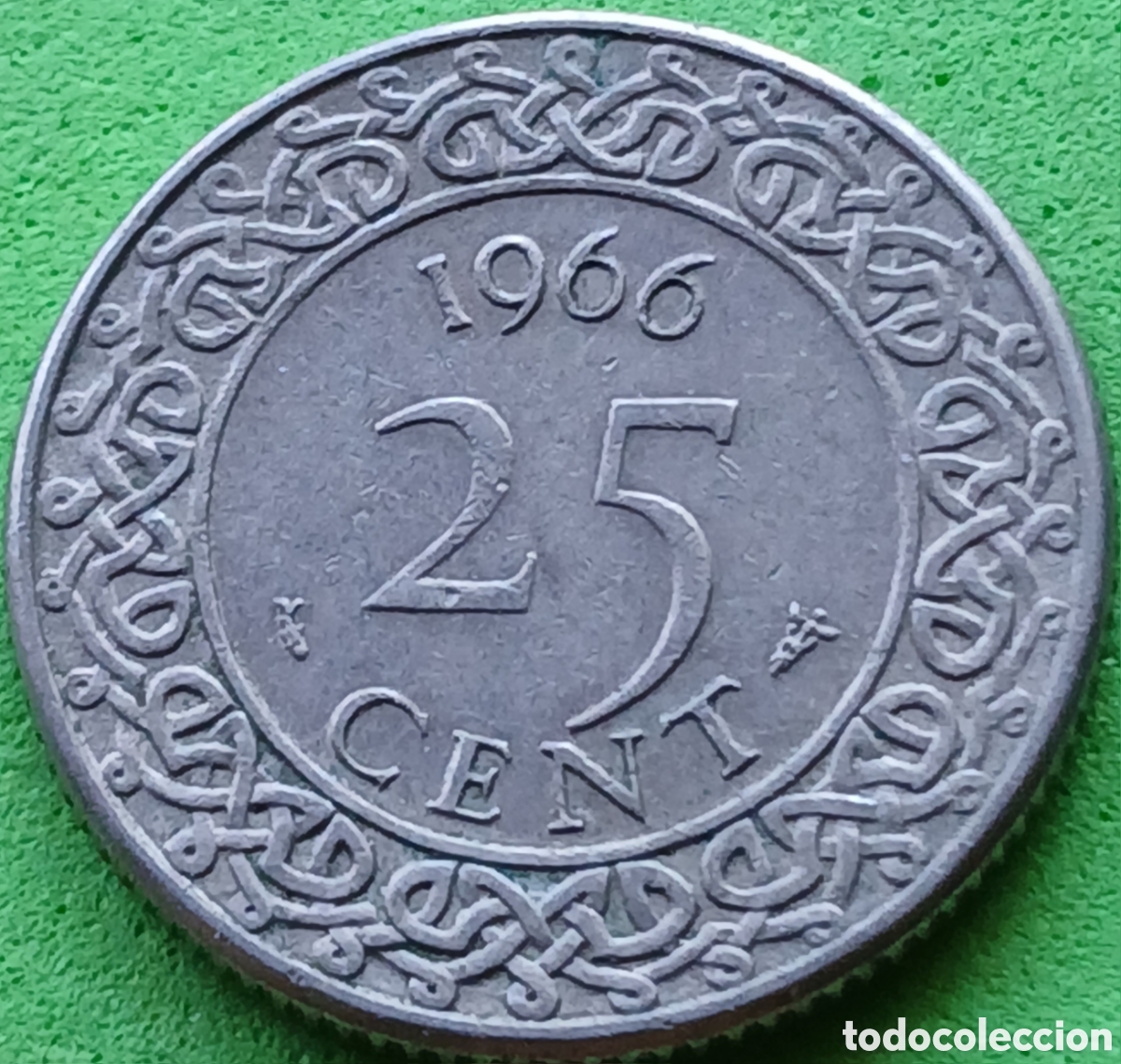 Monedas antiguas de Am&eacute;rica: Surinam 25 cent 1966 km#14