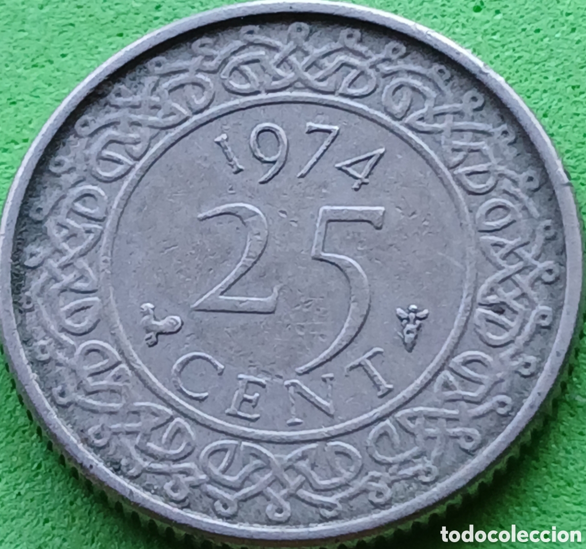 Monedas antiguas de Am&eacute;rica: Surinam 25 cent 1974 km#14
