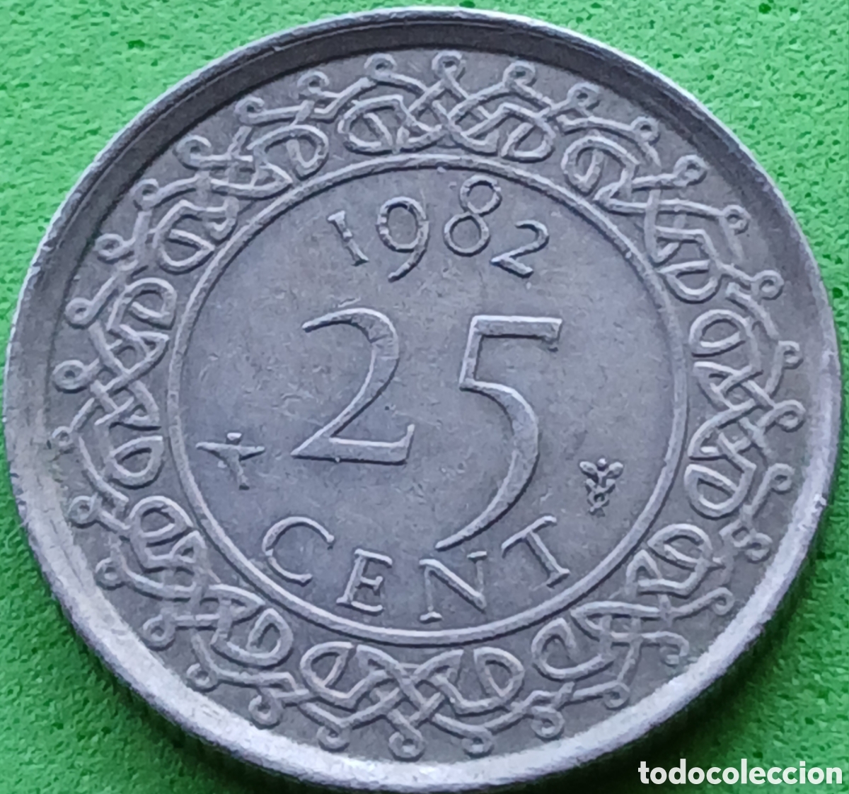 Monedas antiguas de Am&eacute;rica: Surinam 25 cent 1982 km#14 poco com&uacute;n