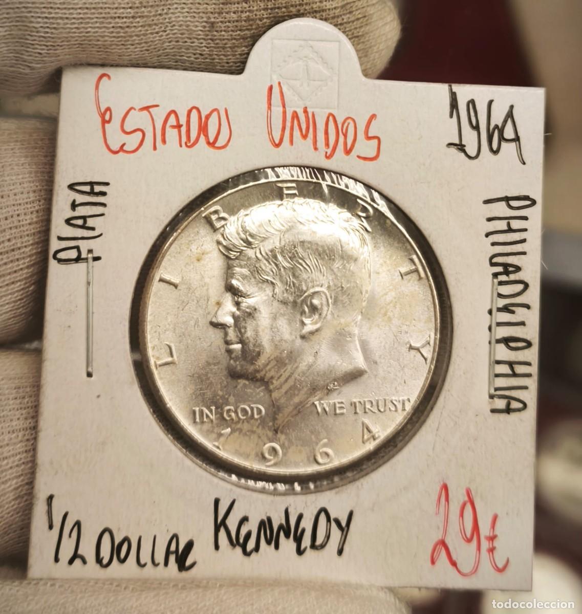 Monedas antiguas de Am&eacute;rica: Estados Unidos 1/2 D&oacute;lar &rdquo;Kennedy Half Dollar&rdquo; 1964 Km 202 Plata