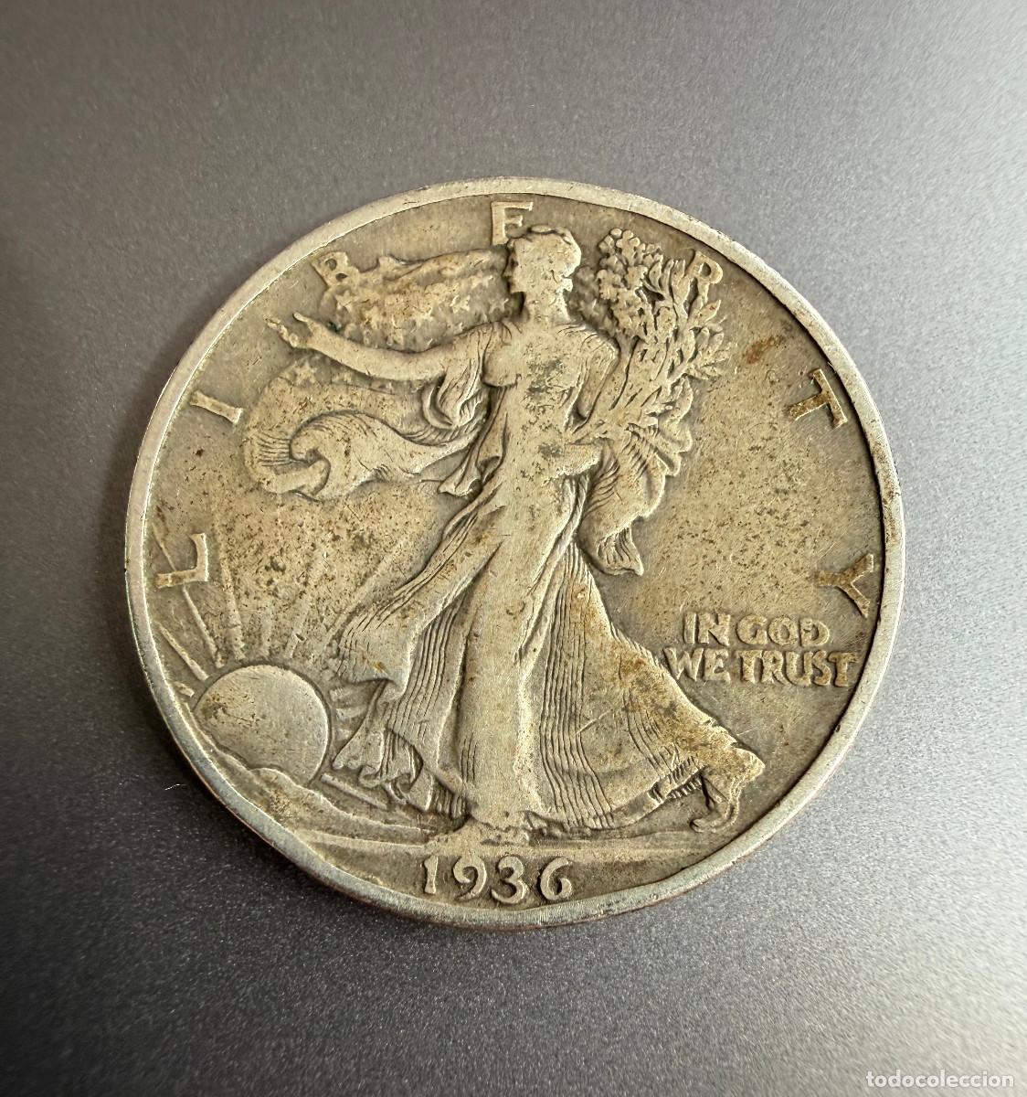 Monedas antiguas de Am&eacute;rica: 1/2 Dolar 1936 Walking Liberty &ndash; Plata &ndash; Moneda USA Medio Dollar