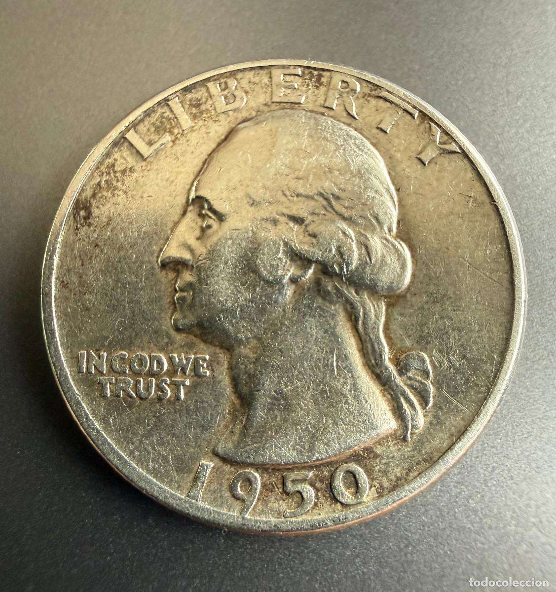 Monedas antiguas de Am&eacute;rica: 1/4 D&oacute;lar 1950-D Washington Quarter Plata Estados Unidos