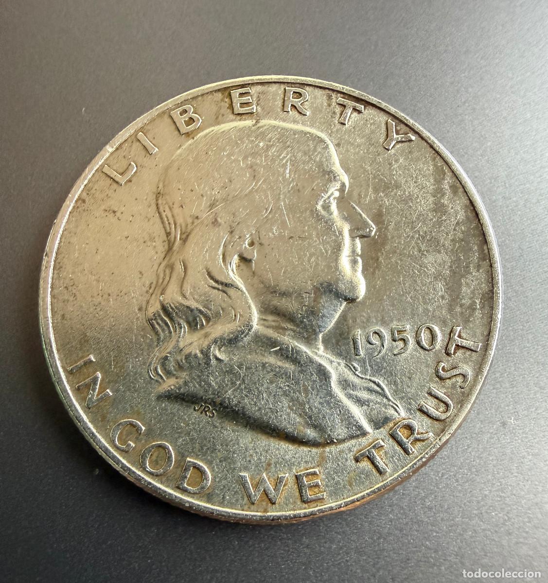 Monedas antiguas de Am&eacute;rica: 1/2 D&oacute;lar 1950‑D Franklin Half Dollar &ndash; Plata .900 &ndash; USA &ndash; Denver