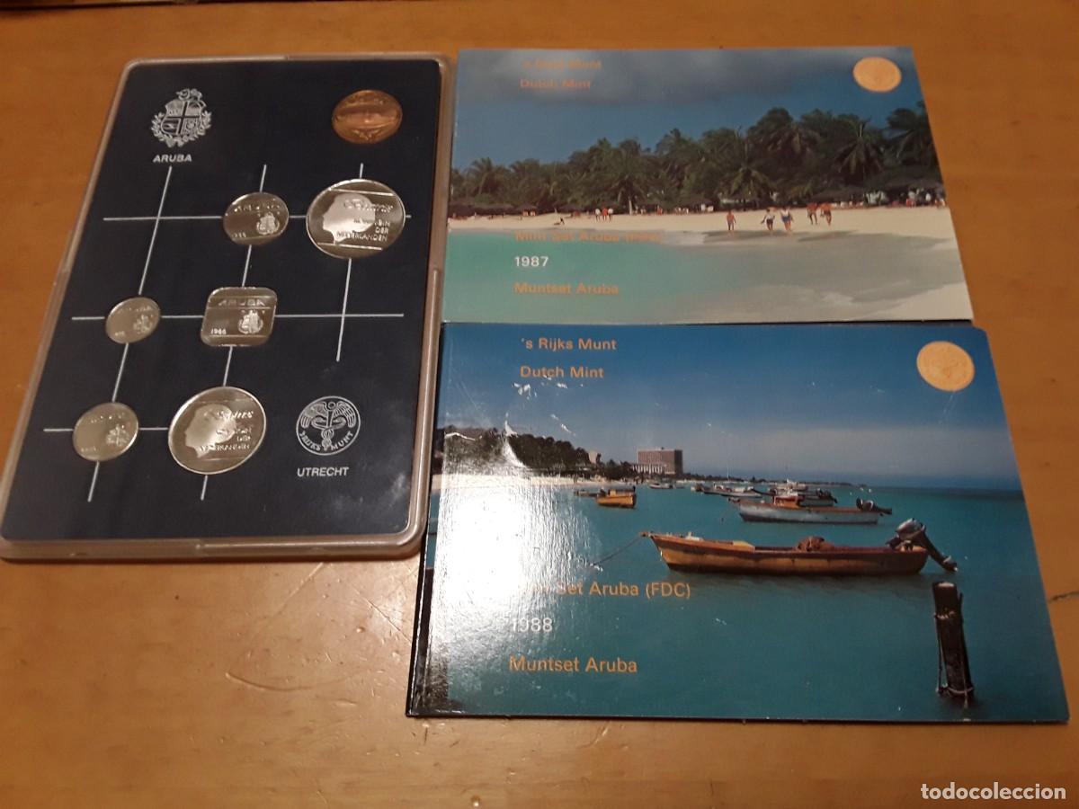 Monedas antiguas de Am&eacute;rica: ARUBA - LOTE CARTERAS OFICIALES A&Ntilde;O 1986 + 1987 + 1988. SIN CIRCULAR.