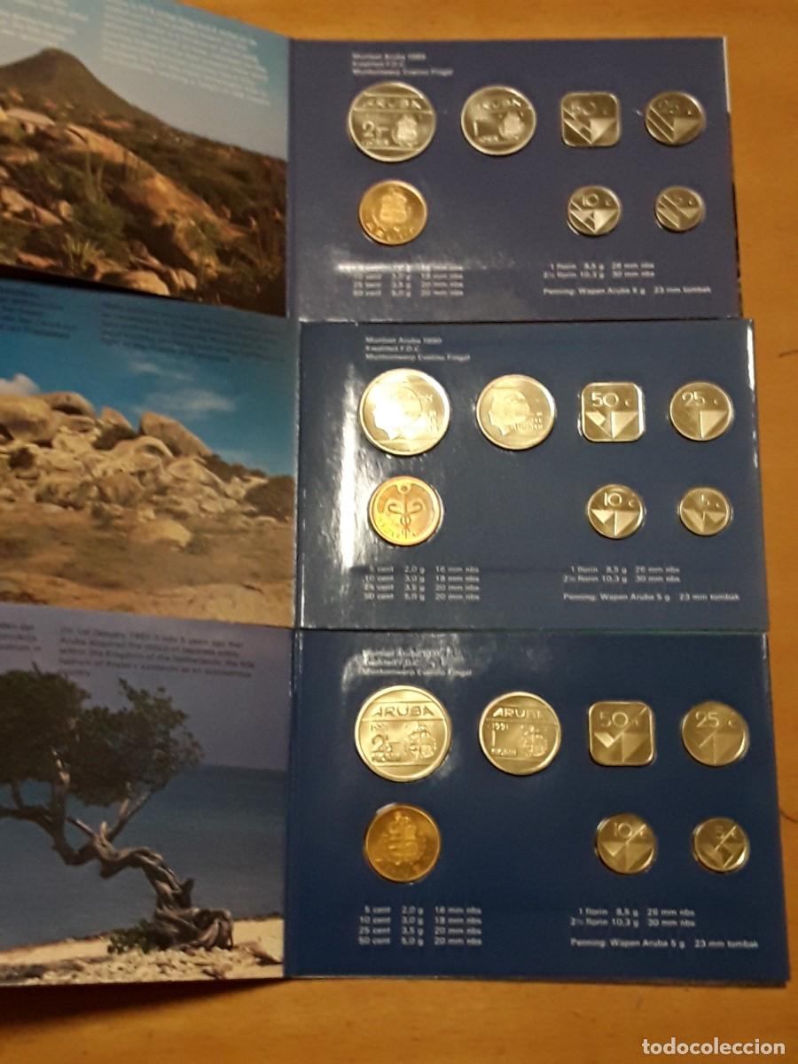 Monedas antiguas de Am&eacute;rica: ARUBA - LOTE CARTERAS OFICIALES A&Ntilde;O 1989 + 1990 + 1991. SIN CIRCULAR.