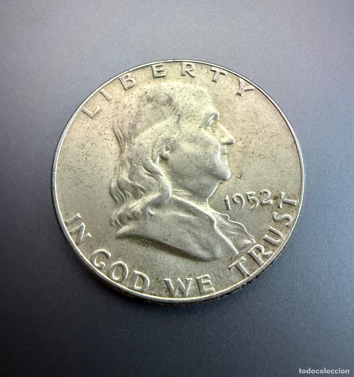 Monedas antiguas de Am&eacute;rica: 1/2 D&oacute;lar 1952 Franklin Half Dollar &ndash; Plata .900 &ndash; USA