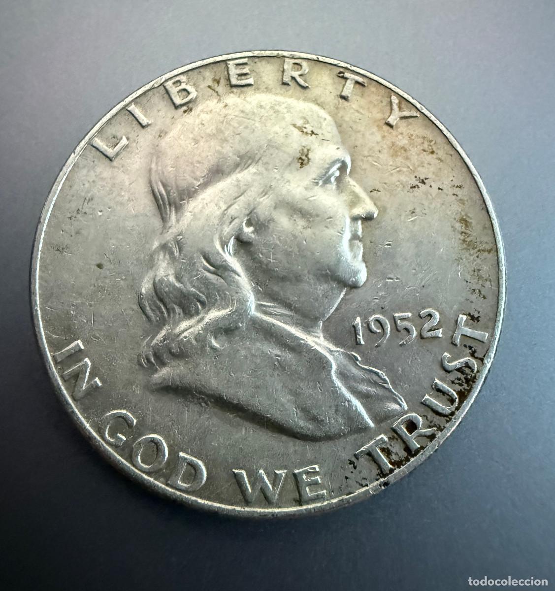 Monedas antiguas de Am&eacute;rica: 1/2 D&oacute;lar 1952‑D Franklin Half Dollar &ndash; Plata .900 &ndash; USA &ndash; Denver