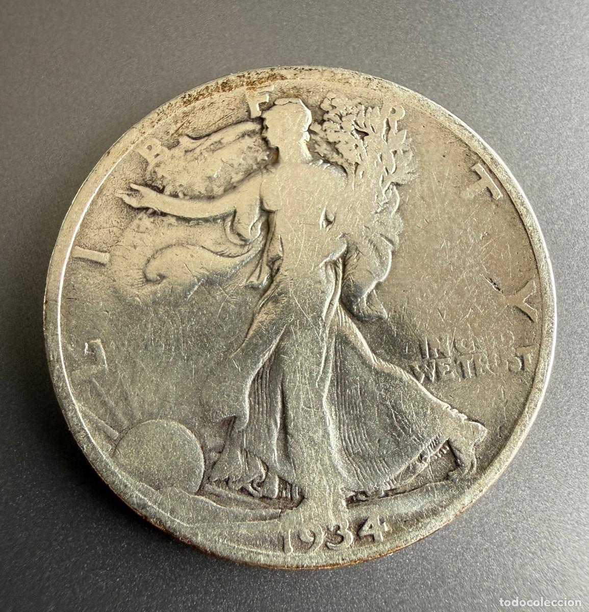 Monedas antiguas de Am&eacute;rica: 1/2 D&oacute;lar 1934 Walking Liberty &ndash; Plata .900 &ndash; USA
