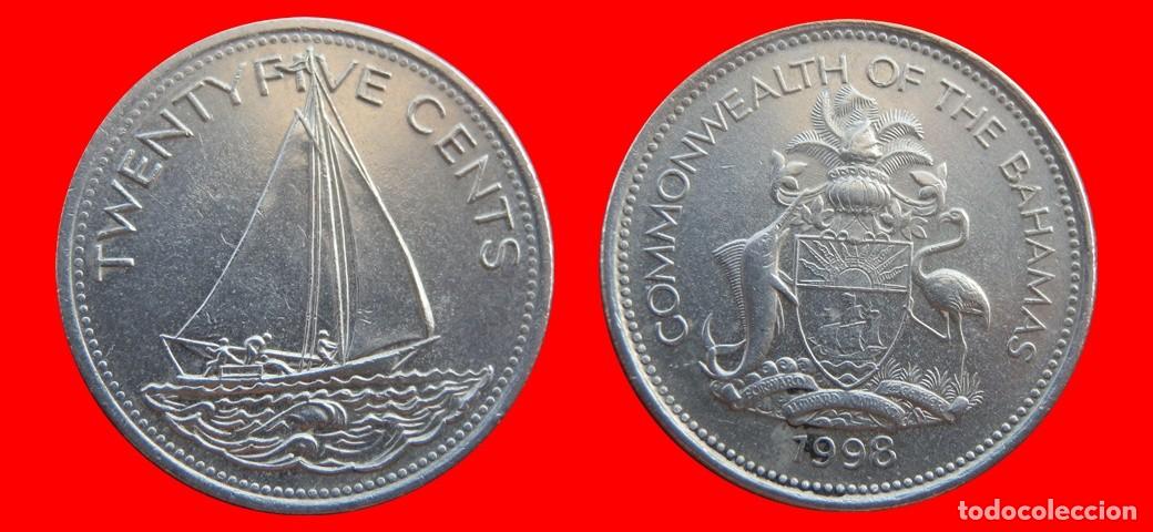 Monedas antiguas de Am&eacute;rica: 25 CENTAVOS CENTS CENTIMOS 1998 BAHAMAS-154935