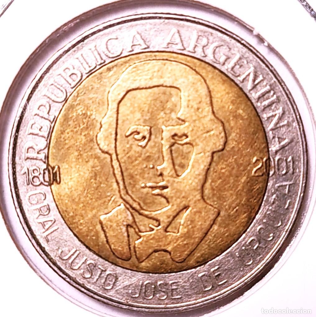 Monedas antiguas de Am&eacute;rica: ARGENTINA (1992-) - 1 PESO 2001 (ESTRIADO) - 200&ordm; ANIVERSARIO DEL NACIMIENTO DE JUSTO JOS&Eacute; DE URQUIZ
