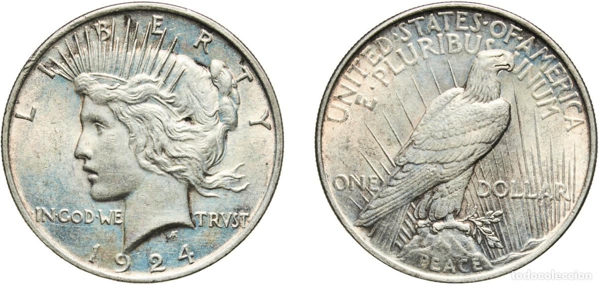 Monedas antiguas de Am&eacute;rica: United States Federal republic 1924 1 Dollar &rdquo;Peace Dollar&rdquo; Original luster Silver (.900) Philadelp