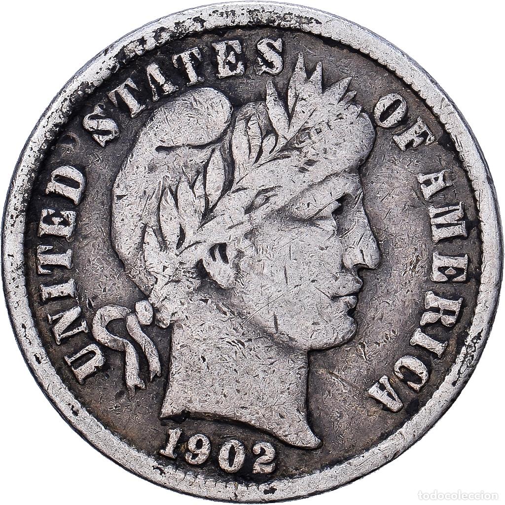 Monedas antiguas de Am&eacute;rica: [#1552111] Estados Unidos, Dime, Barber, 1902, U.S. Mint, Plata, BC+, KM:113