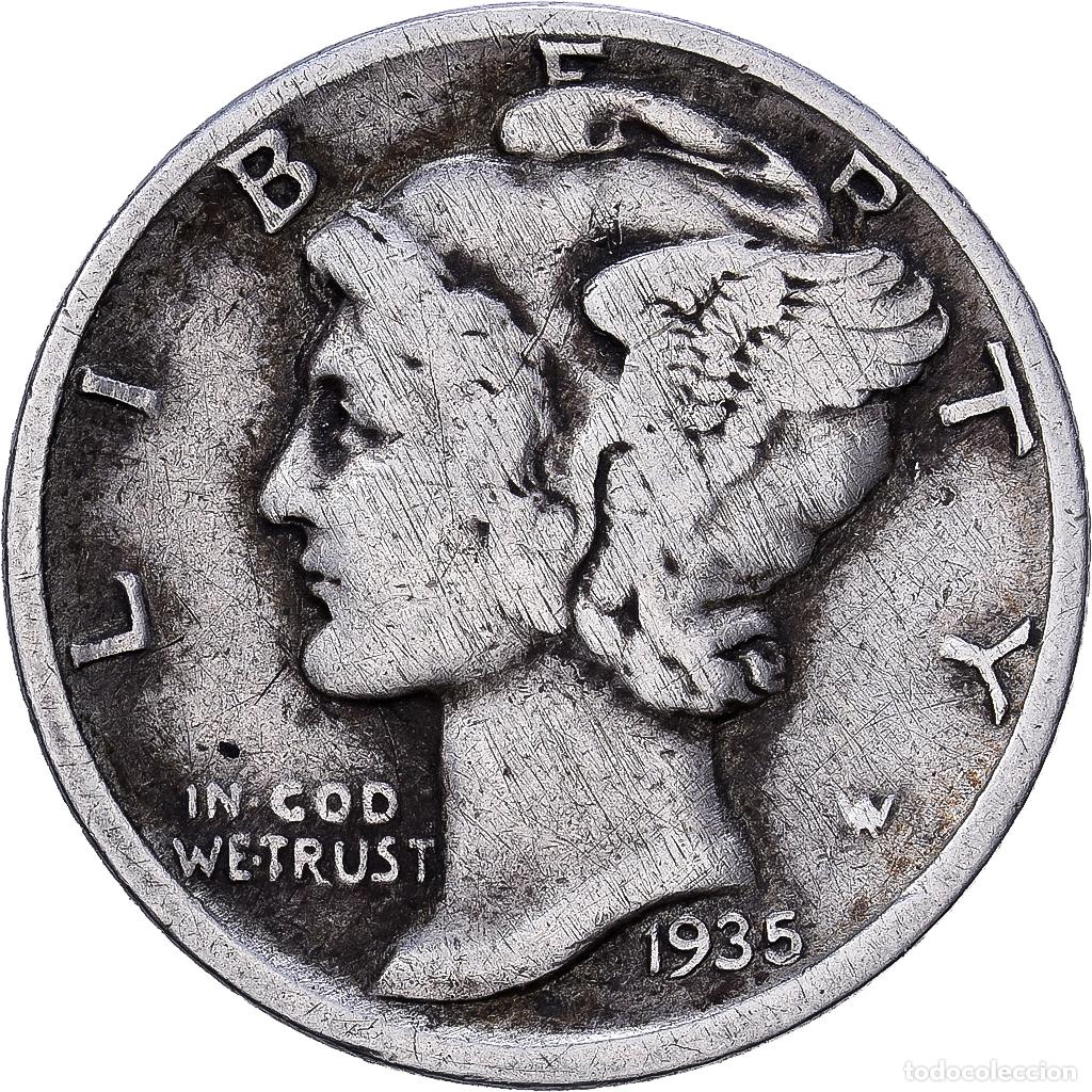 Monedas antiguas de Am&eacute;rica: [#1552147] Estados Unidos, Dime, Mercury, 1935, U.S. Mint, Plata, BC+, KM:140
