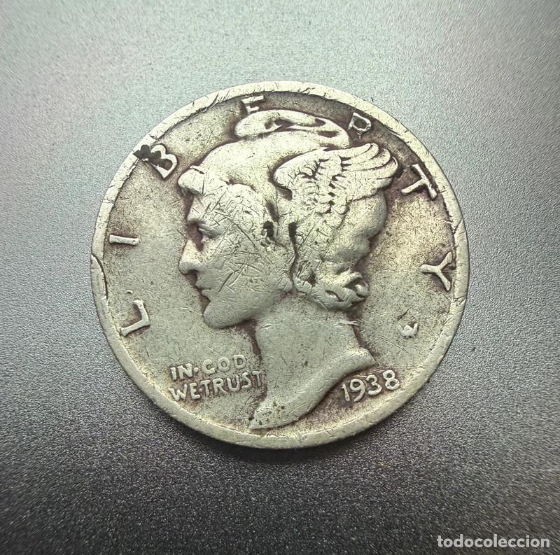 Monedas antiguas de Am&eacute;rica: 1 Dime 1938-S Mercury Dime Plata San Francisco - USA Moneda 1 Dime de Estados Unidos 1938-S