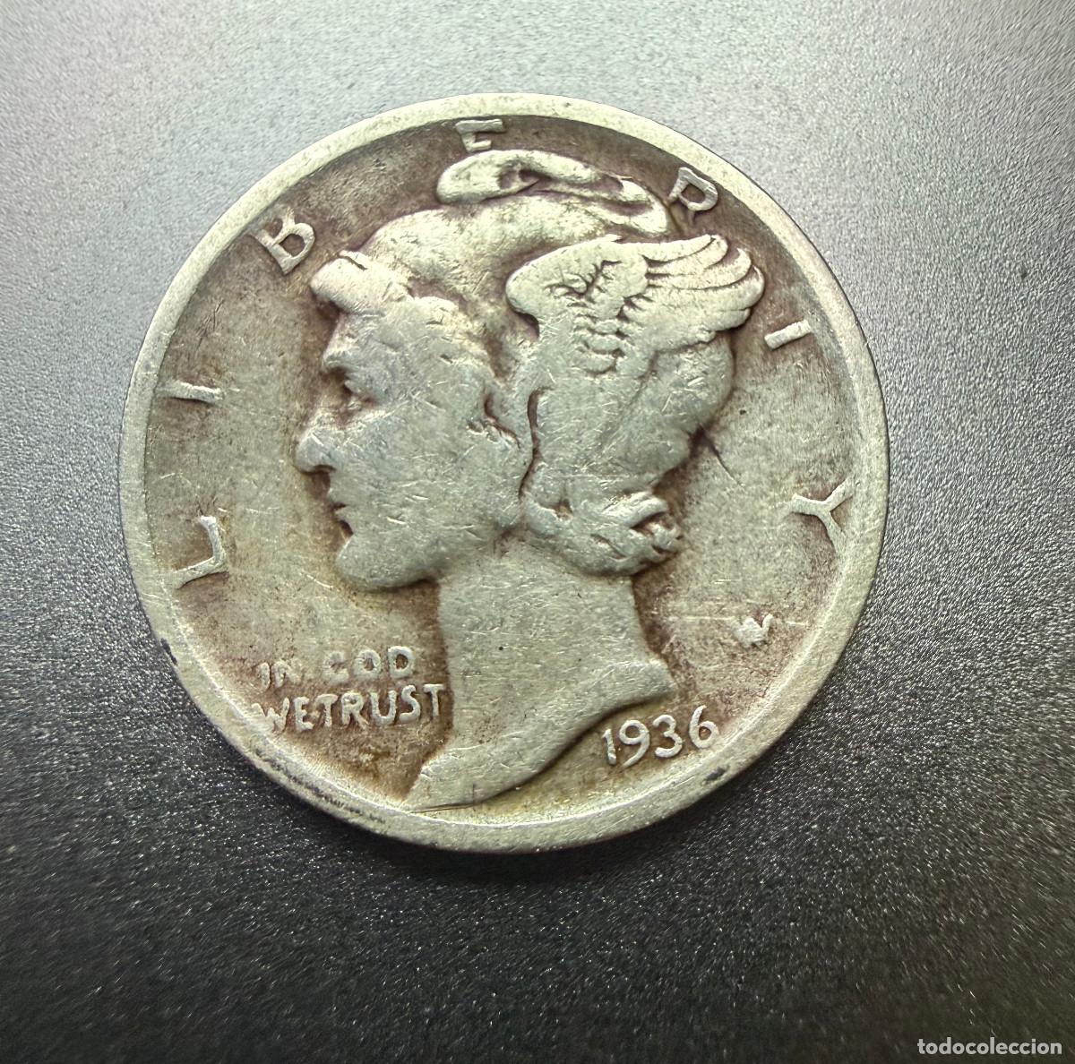 Monedas antiguas de Am&eacute;rica: 1 Dime 1936-D Mercury Dime Plata Denver - USA Moneda 1 Dime de Estados Unidos 1936-D
