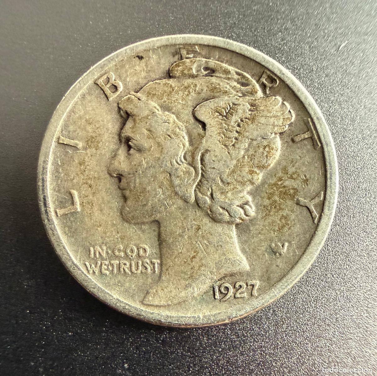 Monedas antiguas de Am&eacute;rica: 1 Dime 1927 Mercury Dime Plata - USA Moneda 1 Dime de Estados Unidos 1927