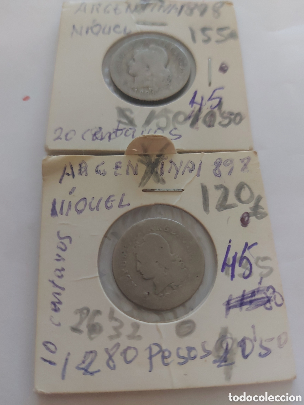 Monedas antiguas de Am&eacute;rica: 2 monedas de Argentina