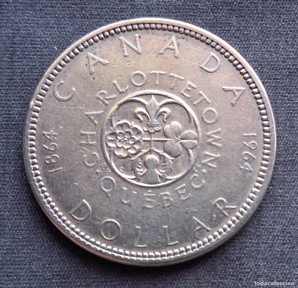 Monedas antiguas de Am&eacute;rica: Moneda de plata 1 D&oacute;lar 1964 ( Canad&aacute; ) 23,32g. Ag 0.800 (Estilo medio duro, 5 pesetas, 1 paquillo)