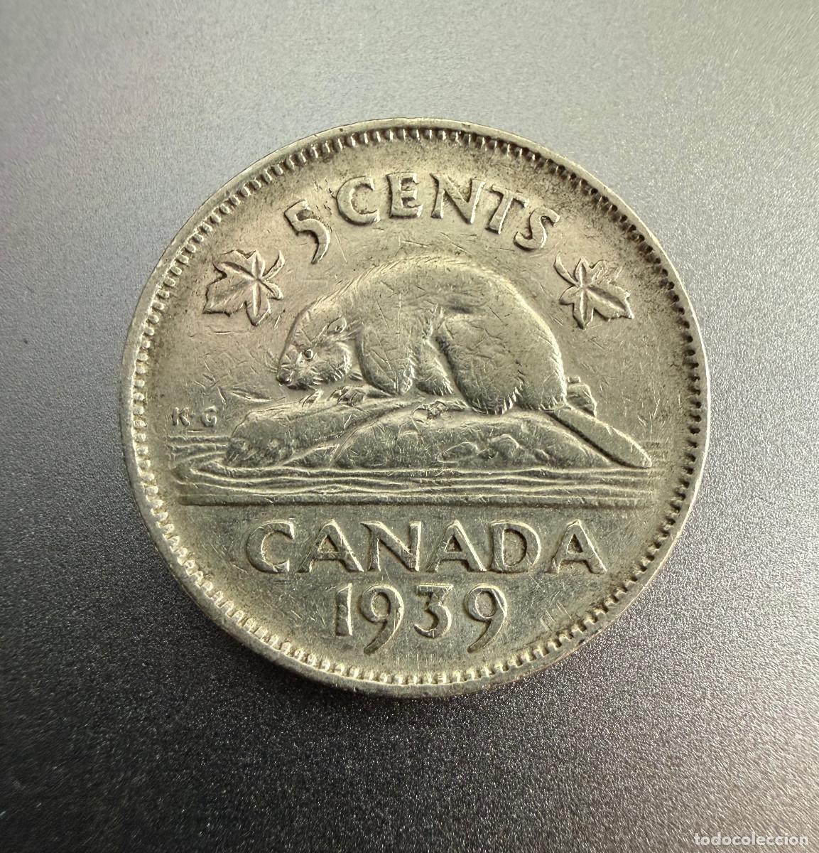 Monedas antiguas de Am&eacute;rica: 5 Centavos Canad&aacute; 1939 - Visita Real Rey Jorge VI Castor 5 Cents - King George VI Royal Visit Beaver