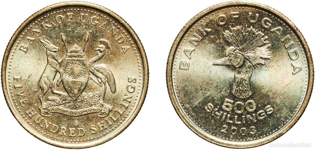 Monedas antiguas de Am&eacute;rica: Uganda Republic 2003 500 Shillings Aluminium brass Royal Canadian Mint 9g UNC KM 69