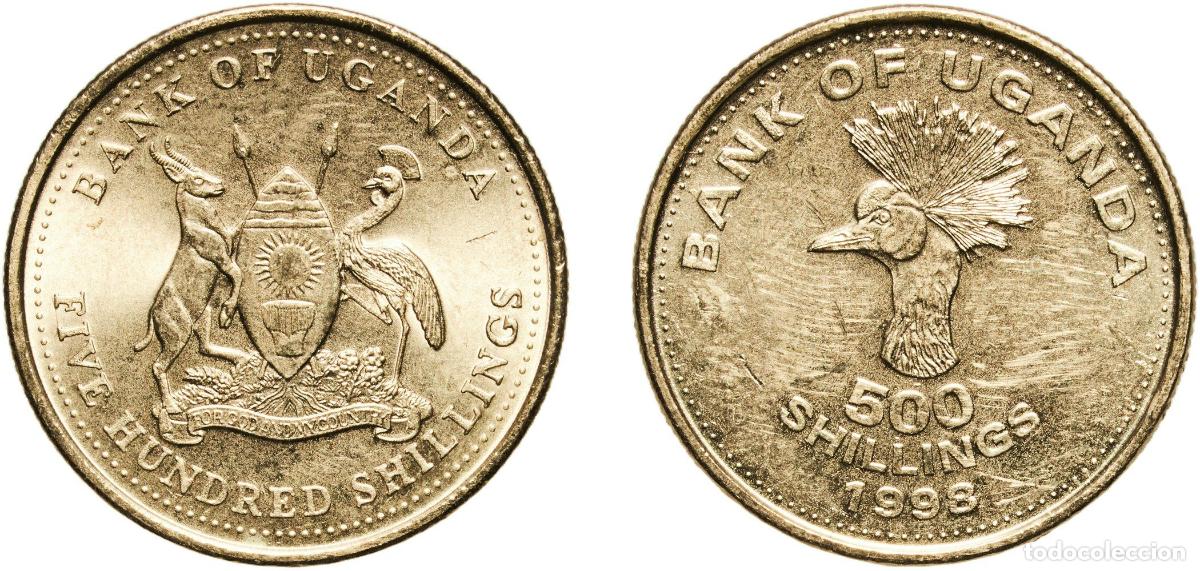 Monedas antiguas de Am&eacute;rica: Uganda Republic 1998 500 Shillings Aluminium brass Royal Canadian Mint 9.04g UNC KM 69