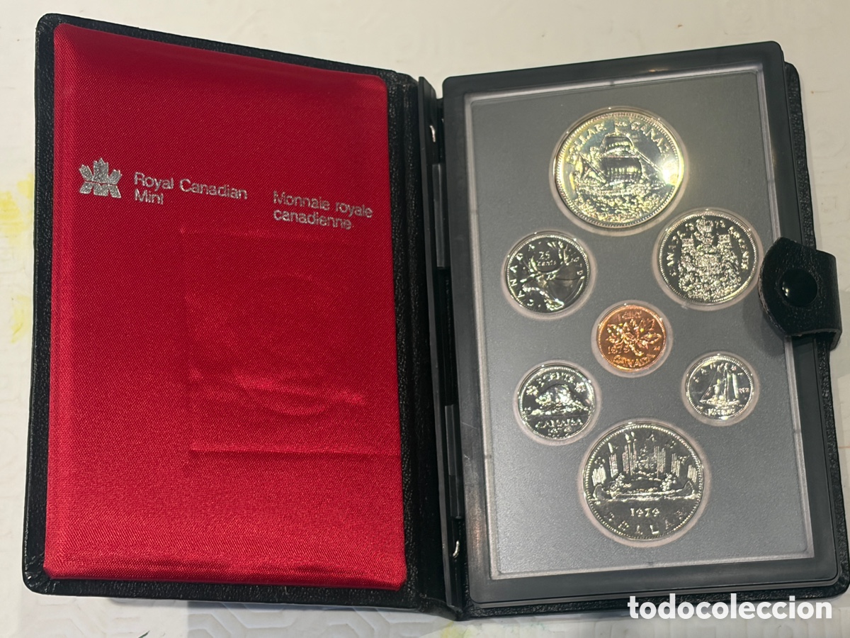 Monedas antiguas de Am&eacute;rica: Canad&aacute; 1979 &ndash; Set oficial Royal Canadian Mint 7 monedas &ndash; Dollar Griffon plata &ndash; Estuche original