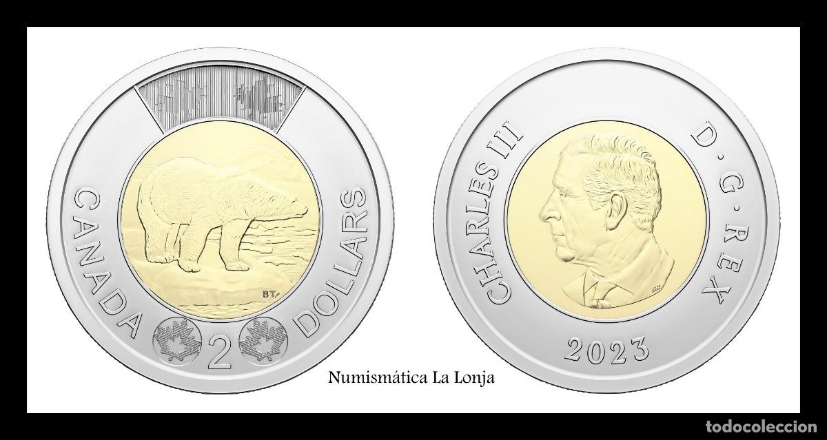 Monedas antiguas de Am&eacute;rica: Canad&aacute; 2 D&oacute;lares Carlos III 2023 Km 3349 Bimet&aacute;lica Sc Unc