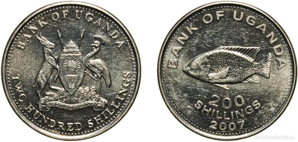 Monedas antiguas de Am&eacute;rica: Uganda Republic 2007 200 Shillings Nickel plated steel Royal Canadian Mint 7.22g UNC KM 68a