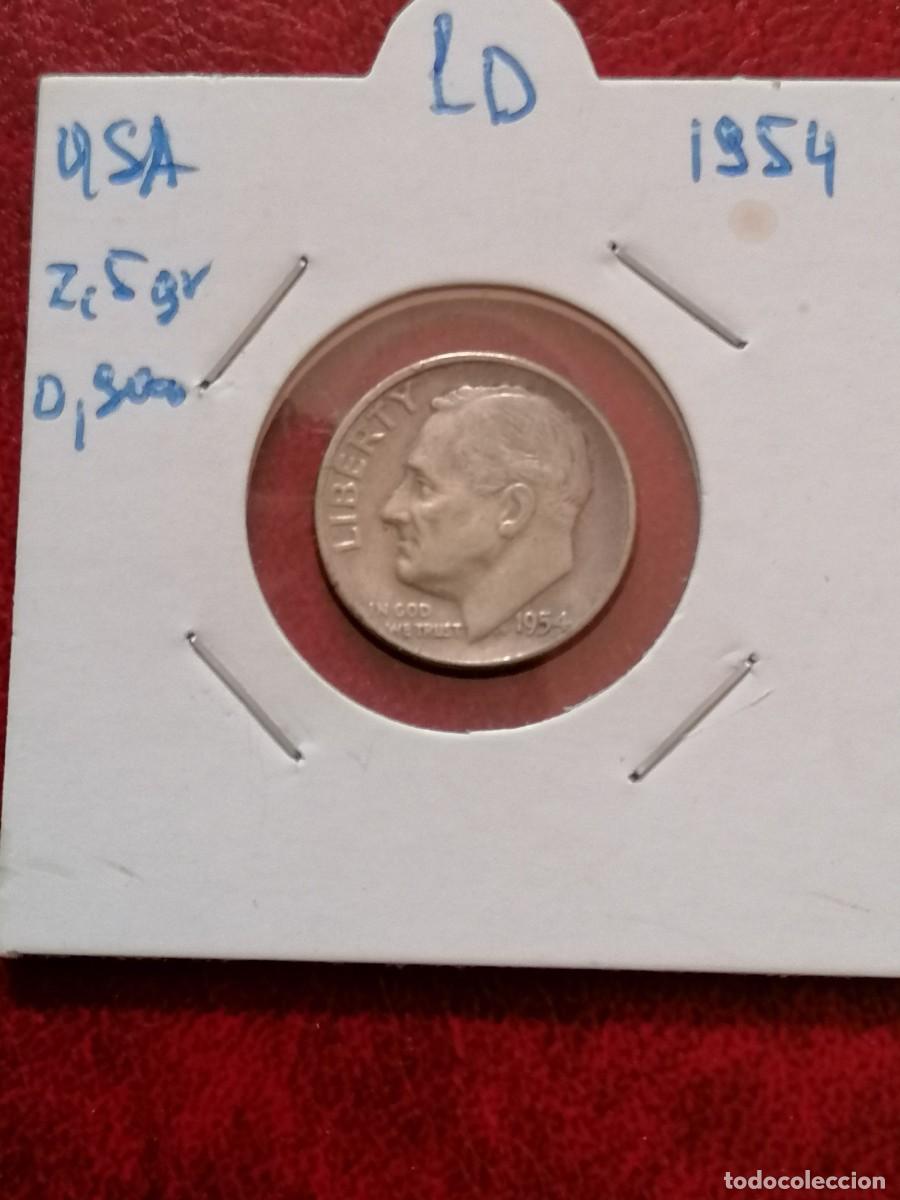 Monedas antiguas de Am&eacute;rica: Moneda, plata ,Estados Unidos,1 dime, 1954, MBC, 2,5 gr, 0,900
