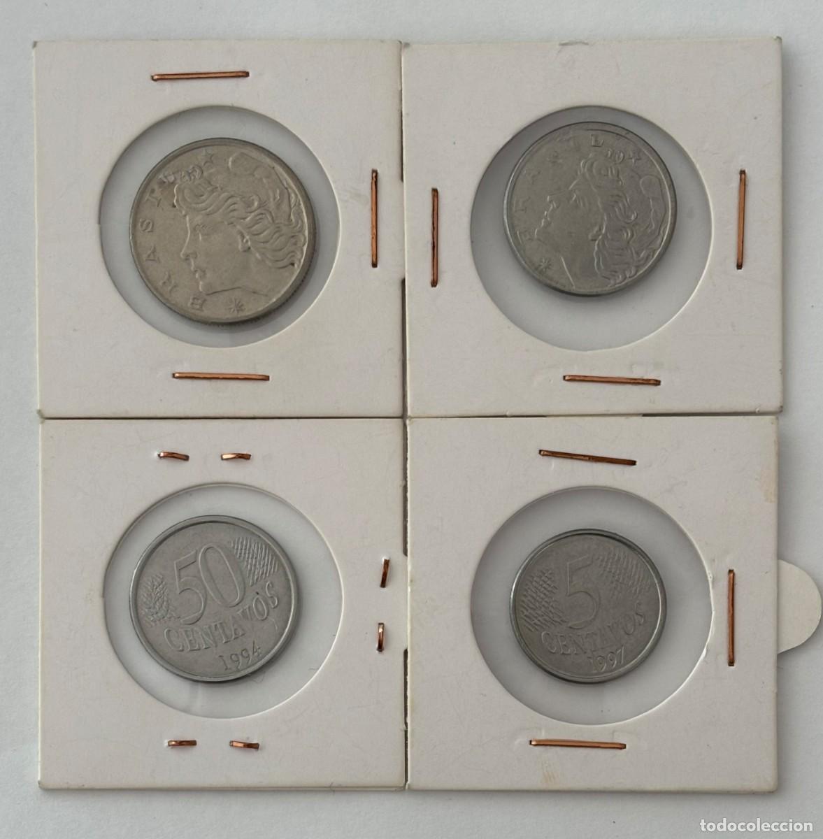 Old Coins of America: LOTE CUATRO MONEDAS DE BRASIL DE 5-10-20 Y 5O CENTAVOS (FOTO)