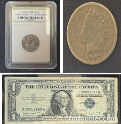 Monete antiche di America: Magnifico lote de monedas, billete de Estados Unidos
