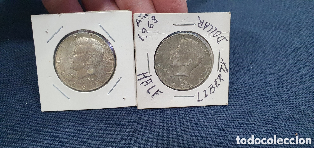 Monete antiche di America: SALIDA 0.01&euro;. 2 monedas Half Dollar 1967 y 68. Plata. (L134)