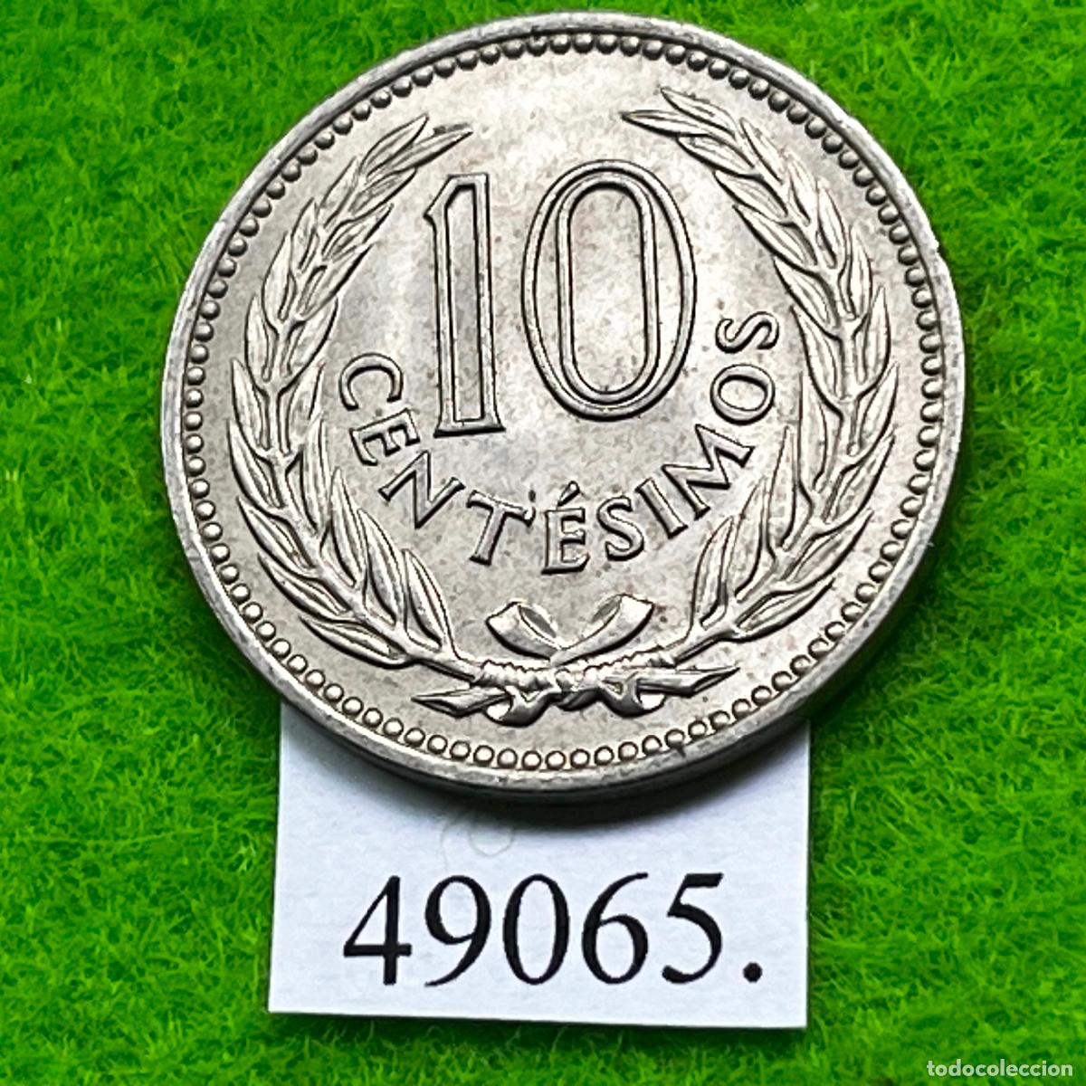 Monedas antiguas de Am&eacute;rica: Uruguay 10 cent&eacute;simos 1953, c&eacute;ntimos