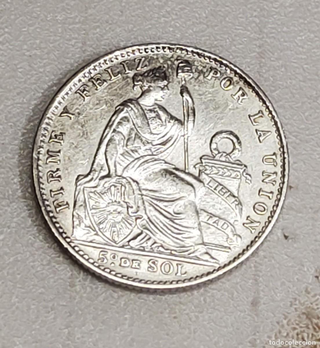 Monedas antiguas de Am&eacute;rica: 1/5 de SOL DE PLATA DE PER&Uacute; DEL A&Ntilde;O 1916-FG. SIN CIRCULAR.