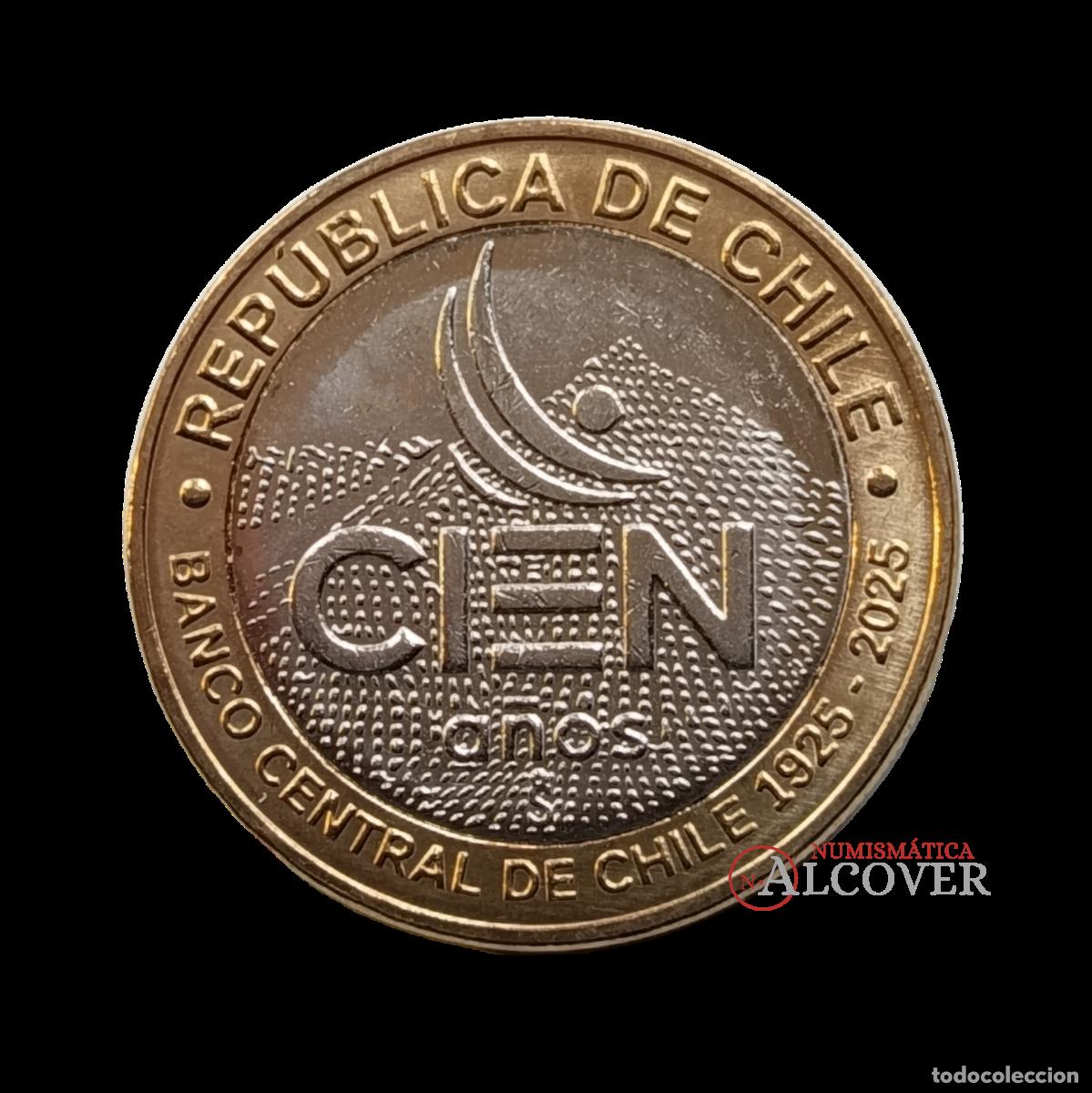 Monedas antiguas de Am&eacute;rica: CHILE 100 Pesos 2025 conmemorativa Centenario Banco Central SC