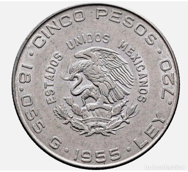Monedas antiguas de Am&eacute;rica: MEXICO 5 PESOS 1955 ... - Foto 2